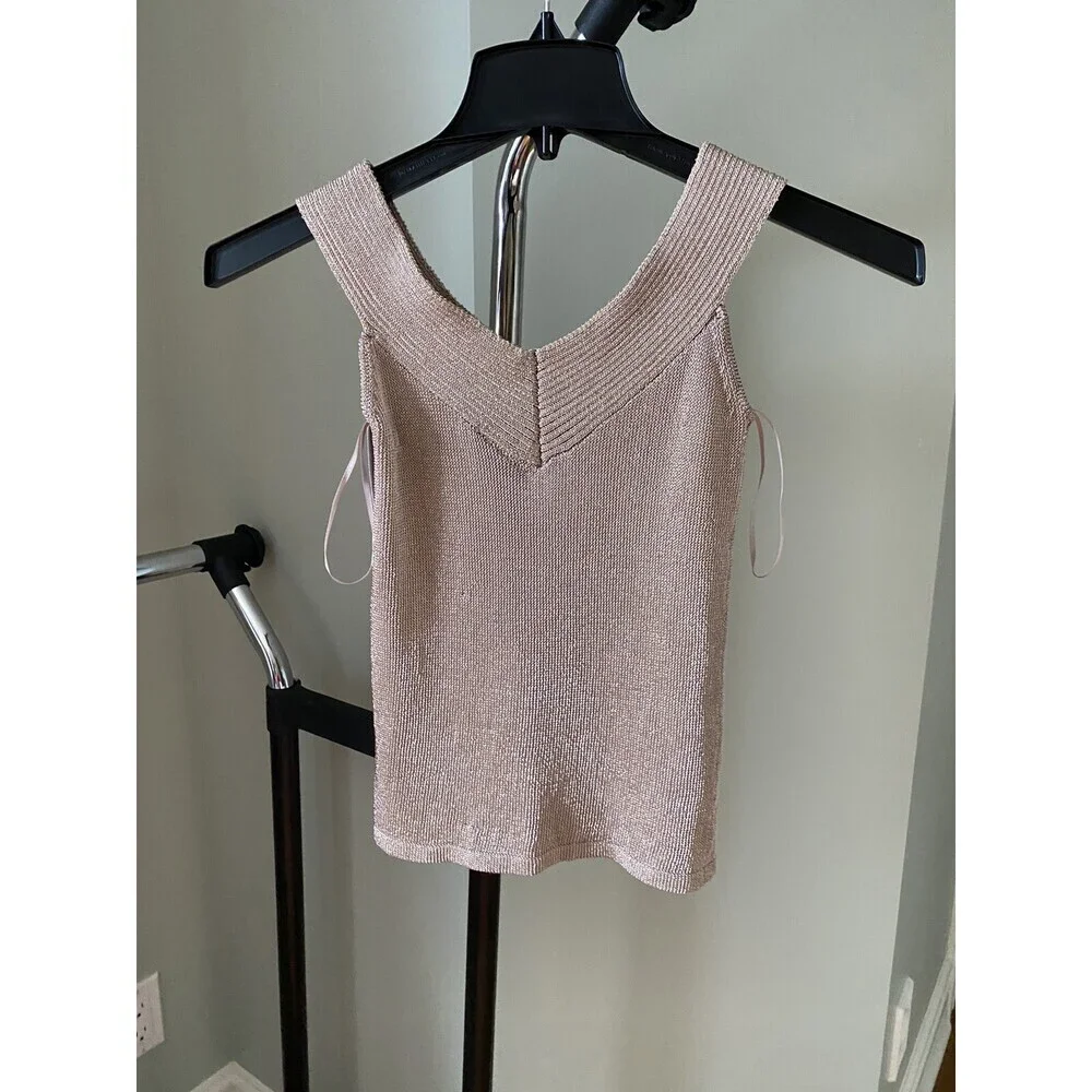 Topshop Sleeveless Off The Shoulder Sweater Top Metallic Size Petite 4 - Picture 3 of 7